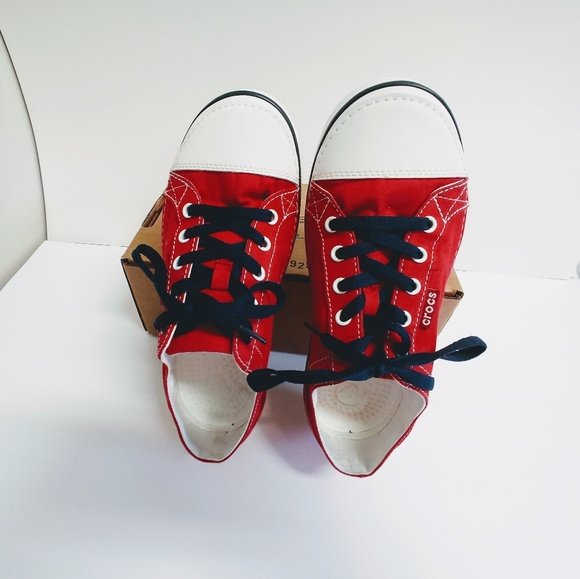Crocs Red Canvas lace-up sneaker 4 M - Picture 4 of 8